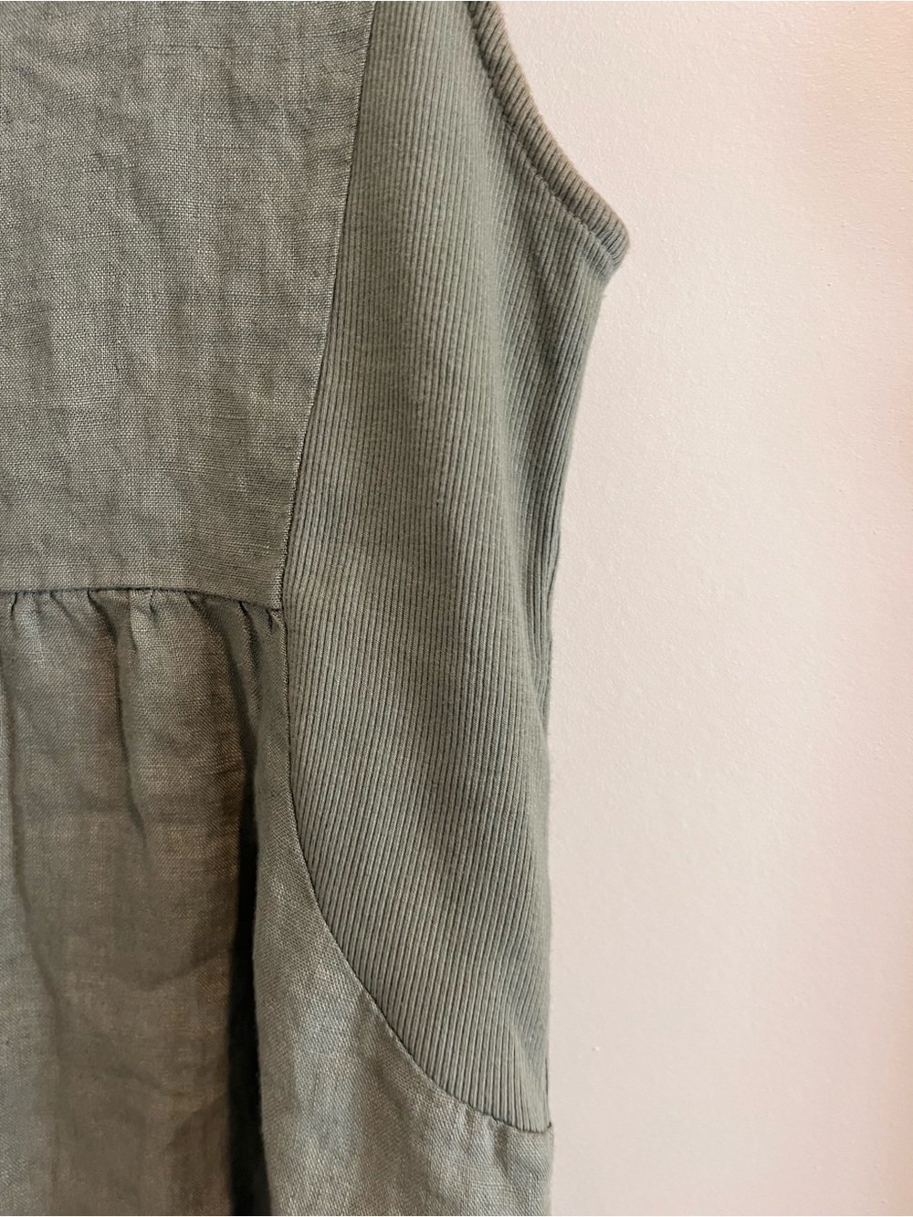 TERZO MILLENNIO 100% Linen Shift Dress SMALL Green Italian Sleeveless Loose Fit - Picture 6 of 12